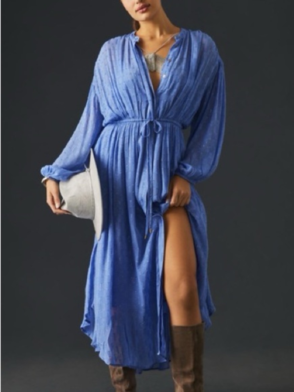 Anthropologie Allene Shimmer Maxi Dress Western Coastal Cowgirl